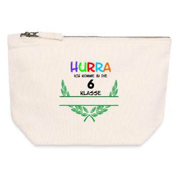 HOURRA je suis le 6. Classe - Espace de noms - Pochette zippée en toile 12 x 13 cm - blanc naturel - Devant
