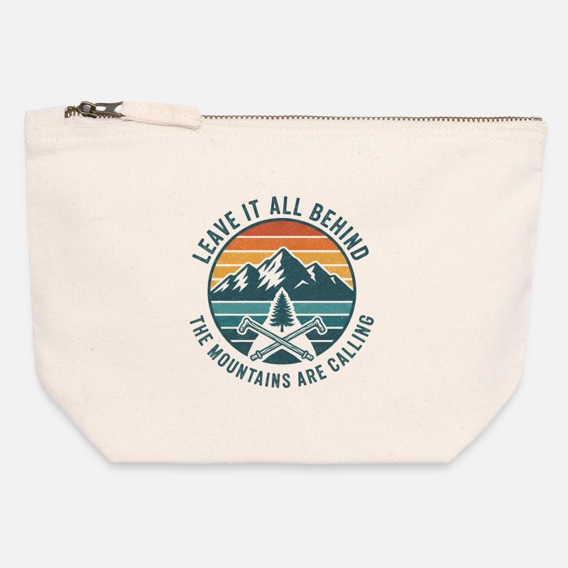 Mountains Are Calling Patch - Canvas Zip Pouch 12 x 13 cm - nature
