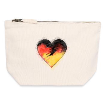 Germany Heart Sketch Football Fan Shirt - Canvas Zip Pouch 12 x 13 cm - nature - Front