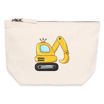 Excavator Kids | Construction site | Funny Cartoon - Canvas Zip Pouch 12 x 13 cm - nature - Front