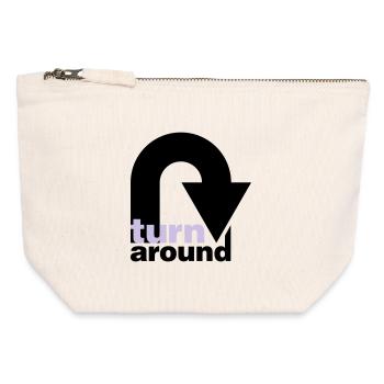 turn around | undrehen | arrow | pfeil - Canvas Zip Pouch 12 x 13 cm - nature - Front