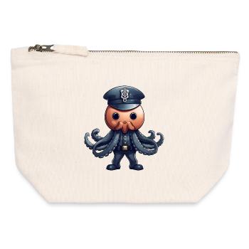 Tintenfisch Polizistin - Canvas Reißverschluss-Täschchen (12 x 13 cm) - Naturweiß - Vorne