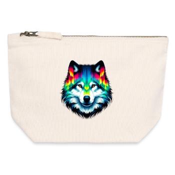 Loup - Pochette zippée en toile 12 x 13 cm - blanc naturel - Devant