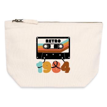 Design de cassette multicolore inspiré des années 1980 - Pochette zippée en toile 12 x 13 cm - blanc naturel - Devant
