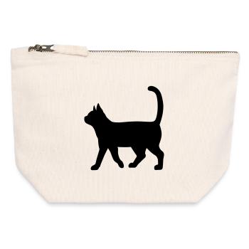 Dachshund Silhouette – Classic Dog Motif - Canvas Zip Pouch 12 x 13 cm - nature - Front