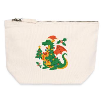Festlicher Drache mit Geschenken - Canvas Reißverschluss-Täschchen (12 x 13 cm) - Naturweiß - Vorne