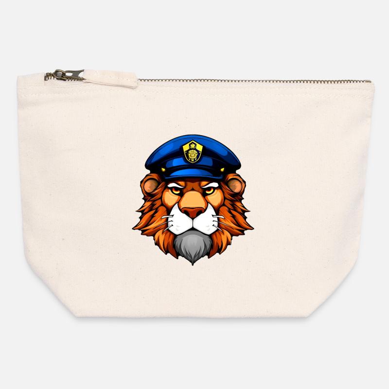 Polizei Löwe - Canvas Reißverschluss-Täschchen (12 x 13 cm) - Naturweiß