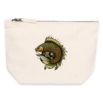 Look tatouage de carpe Buttje Scales fantastiques - Pochette zippée en toile 12 x 13 cm - blanc naturel - Devant