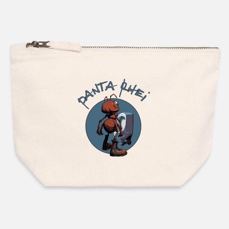Panta rhei - ant in front of urinal - everything flows - Canvas Zip Pouch 12 x 13 cm - nature