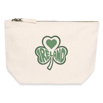 Irlande, Irlande Trèfle au cœur - Pochette zippée en toile 12 x 13 cm - blanc naturel - Devant