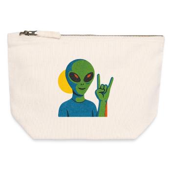 Panneau néon en pierre extraterrestre - Pochette zippée en toile 12 x 13 cm - blanc naturel - Devant