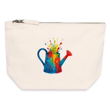 Watering Can Splash Watercolor Painting Gardening - Canvas Zip Pouch 12 x 13 cm - nature - Front