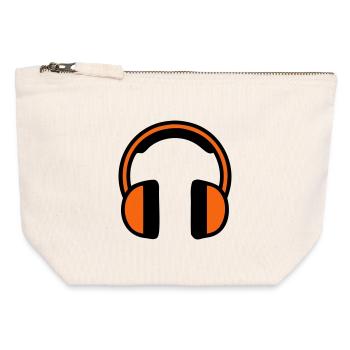 Chantier de construction d’écouteurs audiophones - Pochette zippée en toile 12 x 13 cm - blanc naturel - Devant