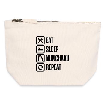 Eat Sleep Nunchaku Repeat - Pochette zippée en toile 12 x 13 cm - blanc naturel - Devant