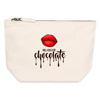 Will kiss for chocolate - Canvas Zip Pouch 12 x 13 cm - nature - Front