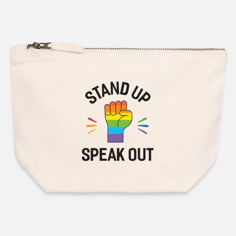 Pride Month - Stand Up. Speak Out. - Canvas Zip Pouch 12 x 13 cm - nature