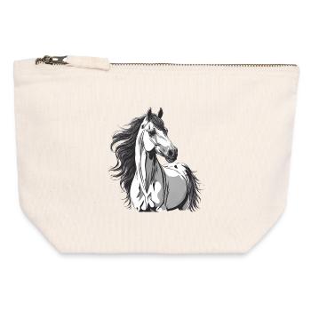 Horse, Horse Fan, Horse Riding - Canvas Zip Pouch 12 x 13 cm - nature - Front