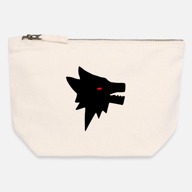 Wolf - Canvas Reißverschluss-Täschchen (12 x 13 cm) - Naturweiß