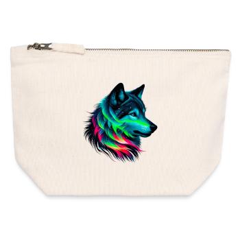 Loup - Pochette zippée en toile 12 x 13 cm - blanc naturel - Devant