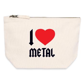 J’ADORE LE MÉTAL - Pochette zippée en toile 12 x 13 cm - blanc naturel - Devant