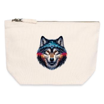 Loup - Pochette zippée en toile 12 x 13 cm - blanc naturel - Devant