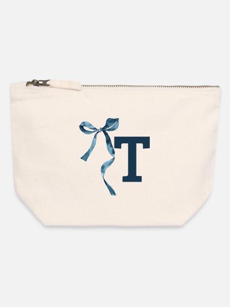 Monogramm t Geschenkidee - Canvas Reißverschluss-Täschchen (12 x 13 cm) - Naturweiß