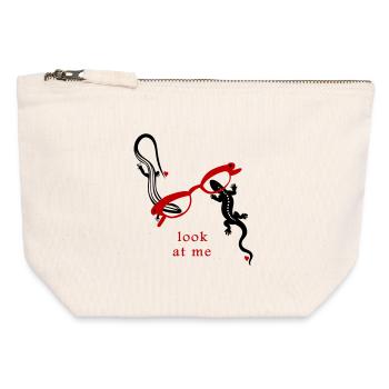 Lézards avec des lunettes Regardez-moi - Pochette zippée en toile 12 x 13 cm - blanc naturel - Devant