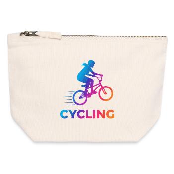 BMX Girl Cyclist Silhouette Gradient - Canvas Reißverschluss-Täschchen (12 x 13 cm) - Naturweiß - Vorne