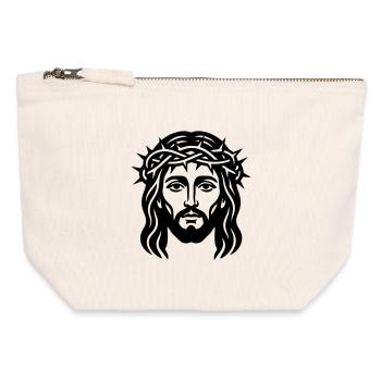 Jesus Christ Head - Canvas Zip Pouch 12 x 13 cm - nature - Front