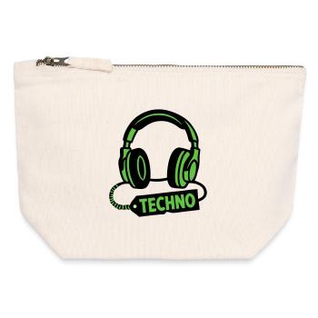 DJ Headphones Techno Rave Festival Producer - Canvas Zip Pouch 12 x 13 cm - nature - Front