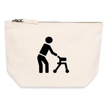 Disabled person behind walker # - Canvas Zip Pouch 12 x 13 cm - nature - Front