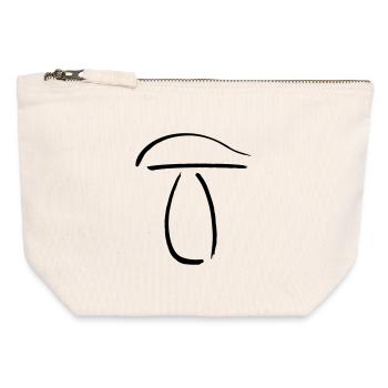 Cèpes aux champignons bâtonnets - Pochette zippée en toile 12 x 13 cm - blanc naturel - Devant