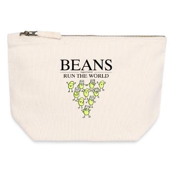 Dicton végétalien bean cool - Pochette zippée en toile 12 x 13 cm - blanc naturel - Devant