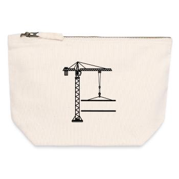 Construction crane banner logo - Canvas Zip Pouch 12 x 13 cm - nature - Front