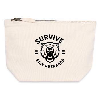Survive - Bear - Canvas Zip Pouch 12 x 13 cm - nature - Front