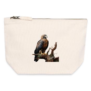 Imperial eagle on mossy branch - Canvas Zip Pouch 12 x 13 cm - nature - Front