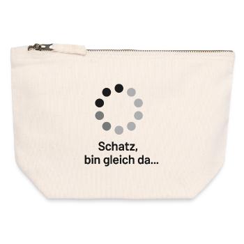 Schatz, bin gleich da! - Canvas Reißverschluss-Täschchen (12 x 13 cm) - Naturweiß - Vorne