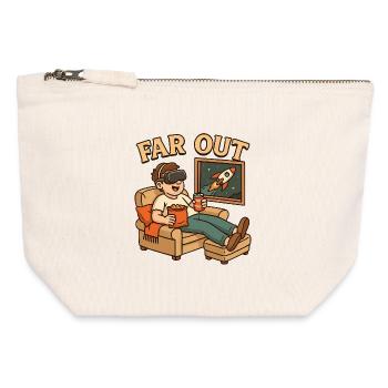 Astronaute cool Puces VR Regarder la télévision Se détendre - Pochette zippée en toile 12 x 13 cm - blanc naturel - Devant