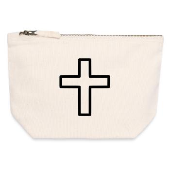 Thick Cross Outline Comic Icon - Canvas Zip Pouch 12 x 13 cm - nature - Front