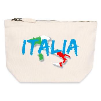 Italien blauer dreifarbiger Stiefel - Canvas Reißverschluss-Täschchen (12 x 13 cm) - Naturweiß - Vorne