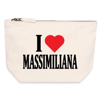 T-Shirt I love Massimiliana T-Shirt Geschenkidee - Canvas Reißverschluss-Täschchen (12 x 13 cm) - Naturweiß - Vorne