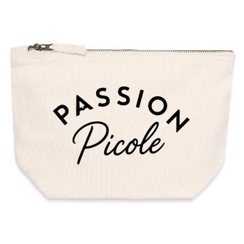 Passion picole – Design typographique humoristique - Pochette zippée en toile 12 x 13 cm - blanc naturel - Devant