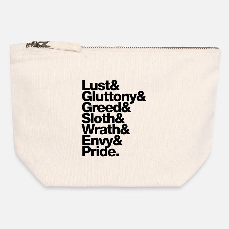 sieben 7 todsünden - seven deadly sins - englisch - Canvas Zip Pouch 12 x 13 cm - nature