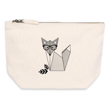 Fuchs mit Brille - Canvas Reißverschluss-Täschchen (12 x 13 cm) - Naturweiß - Vorne