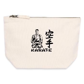karate - Pochette zippée en toile 12 x 13 cm - blanc naturel - Devant