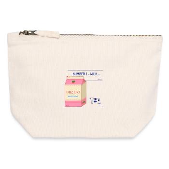 Japanese Strawberry Milk Brick Design - Canvas Zip Pouch 12 x 13 cm - nature - Front