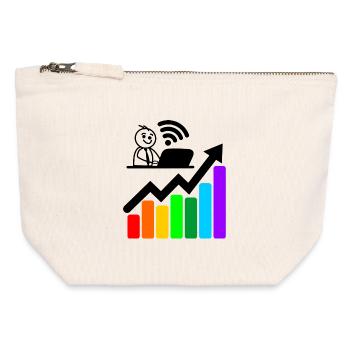 Colored chart happy young man on laptop - Canvas Zip Pouch 12 x 13 cm - nature - Front