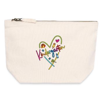 Jardin d’enfants coeur coloré adieu Kita dire merci - Pochette zippée en toile 12 x 13 cm - blanc naturel - Devant