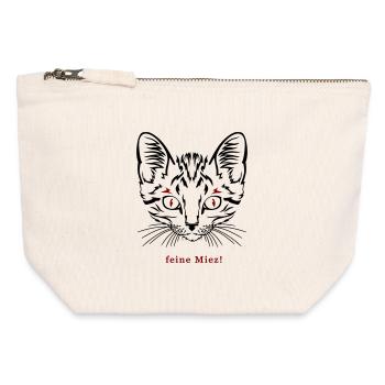 Katze, feine Miez - Canvas Reißverschluss-Täschchen (12 x 13 cm) - Naturweiß - Vorne