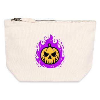 Orange pumpkin with purple flames - Canvas Zip Pouch 12 x 13 cm - nature - Front